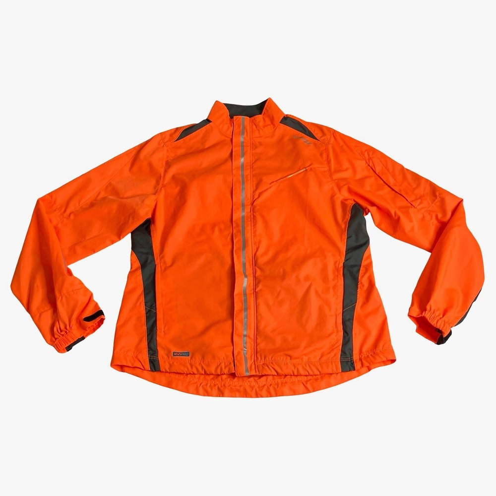 Saucony ViziPRO Running Jacket Womens Medium Orange Reflective Full Zip 80906-VP